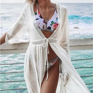 Cupshe White Open Back Self-Tie Cover Up